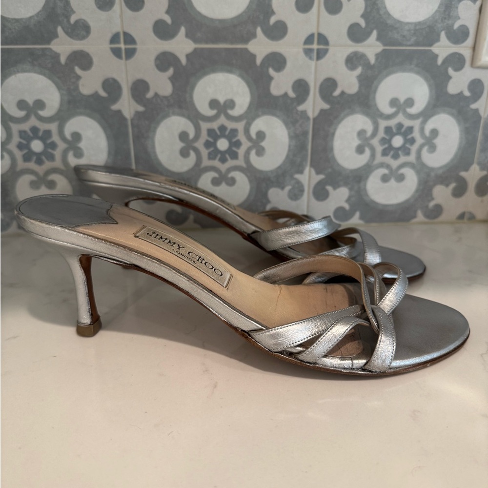 Jimmy Choo Metallic Silver Heels
